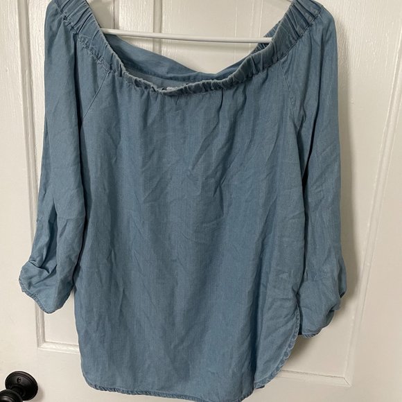 BDG - Chambray Off-the-Shoulder Blouse - Picture 5 of 6